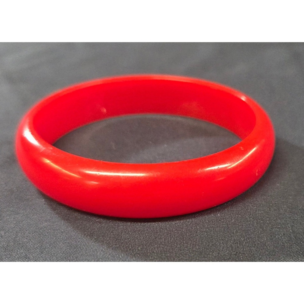 Vintage‎ Red Bakelite Bangle Bracelet Retro Stackable Jewelry 2.5 Inch Inner